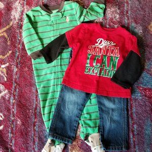 Bundle of 3 Toddler Clothing 12 MO Boys Adorable Christmas Theme
